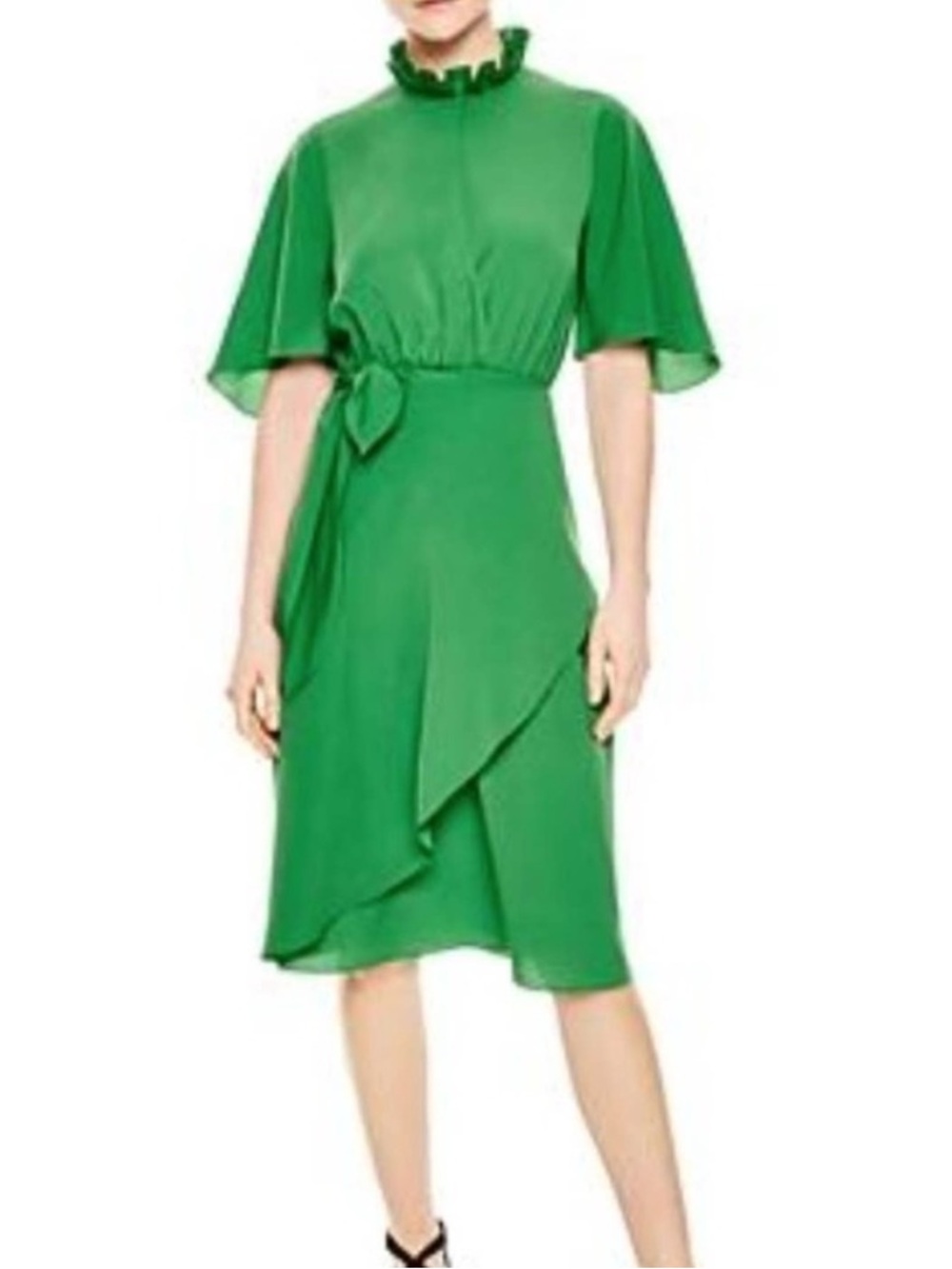 Sandro Rebella Open Back Wrap Midi Dress In Green Grass Size M